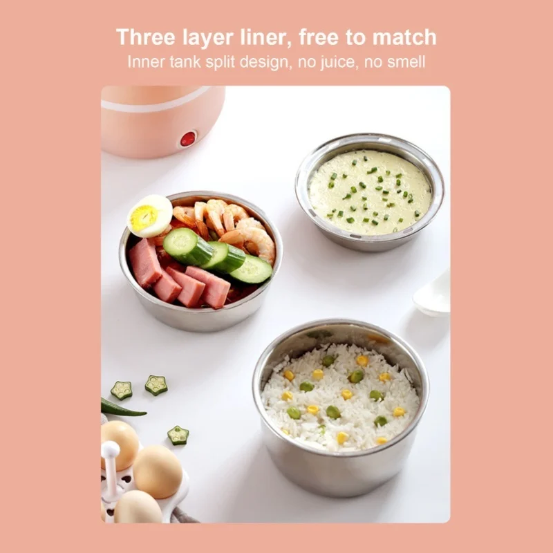 3 Layers Electric Heating Lunch Box 250W Bento Box Food Storage Warmer Container Rice Cooker 220V EU Plug