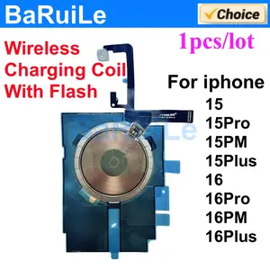 Bilashmart 1 Wireless Charging Coil With Power Volume Flash Flex Cable iPhone 16 Pro Max 15 Plus Wireless Charger Panel Repair