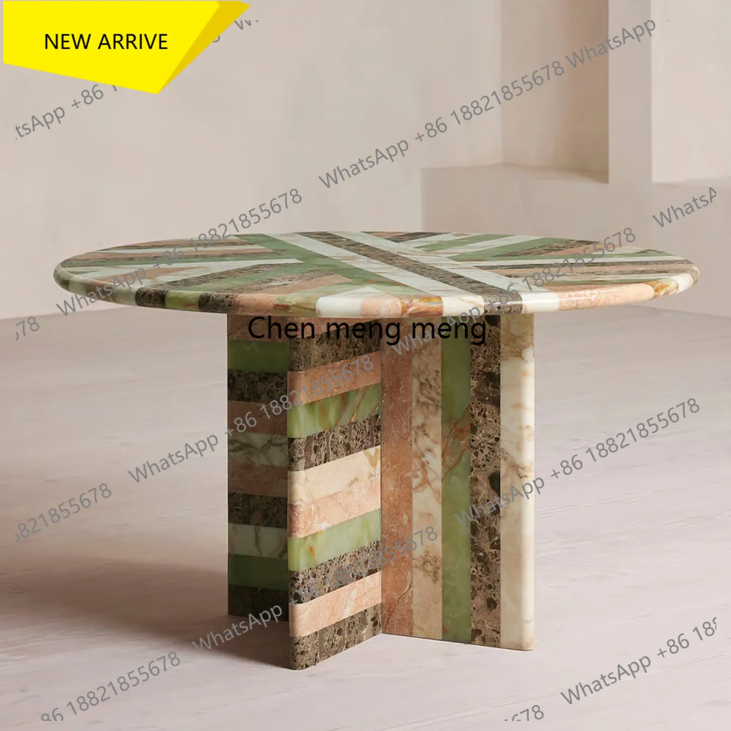 d178 Italian light luxury natural marble dining table household light luxury modern simple round table high sense