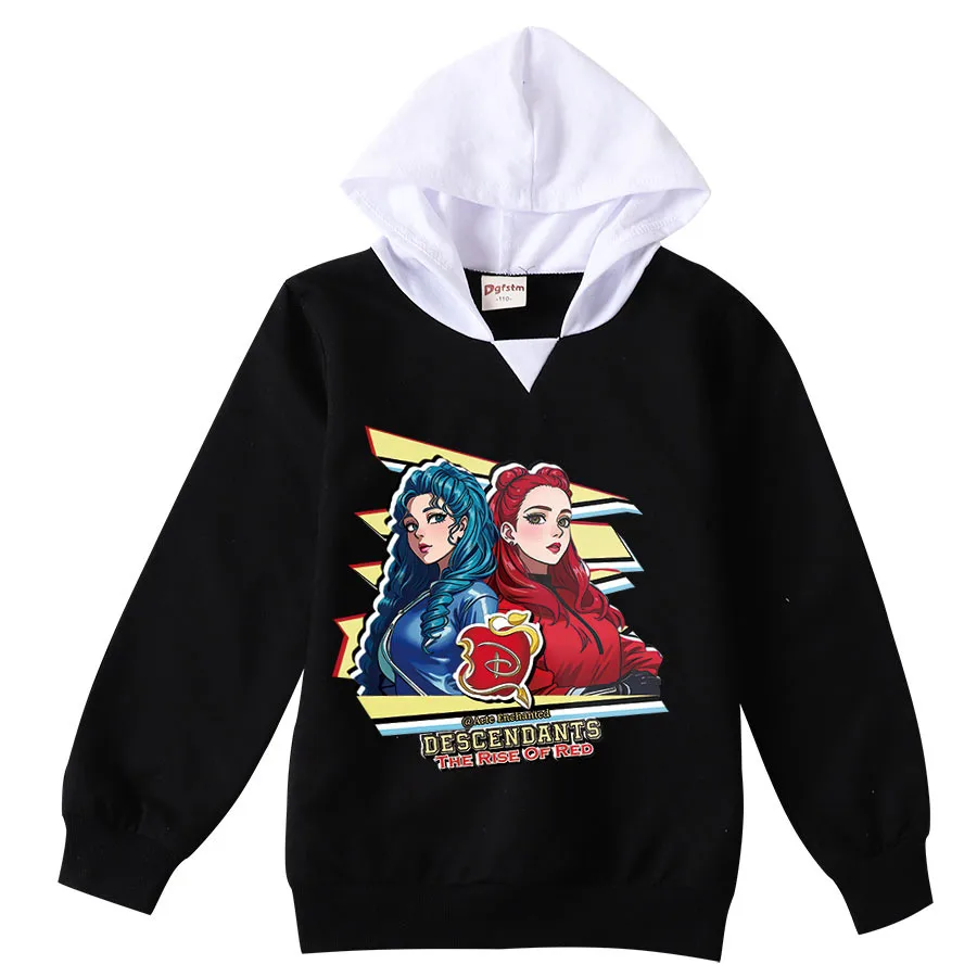 Descendants 4 Children Clothing Girls The Rise of Red Hooded Long Sleeve Tops Kid Birthday Pullover Tracksuit Cartoon Sweatshirt