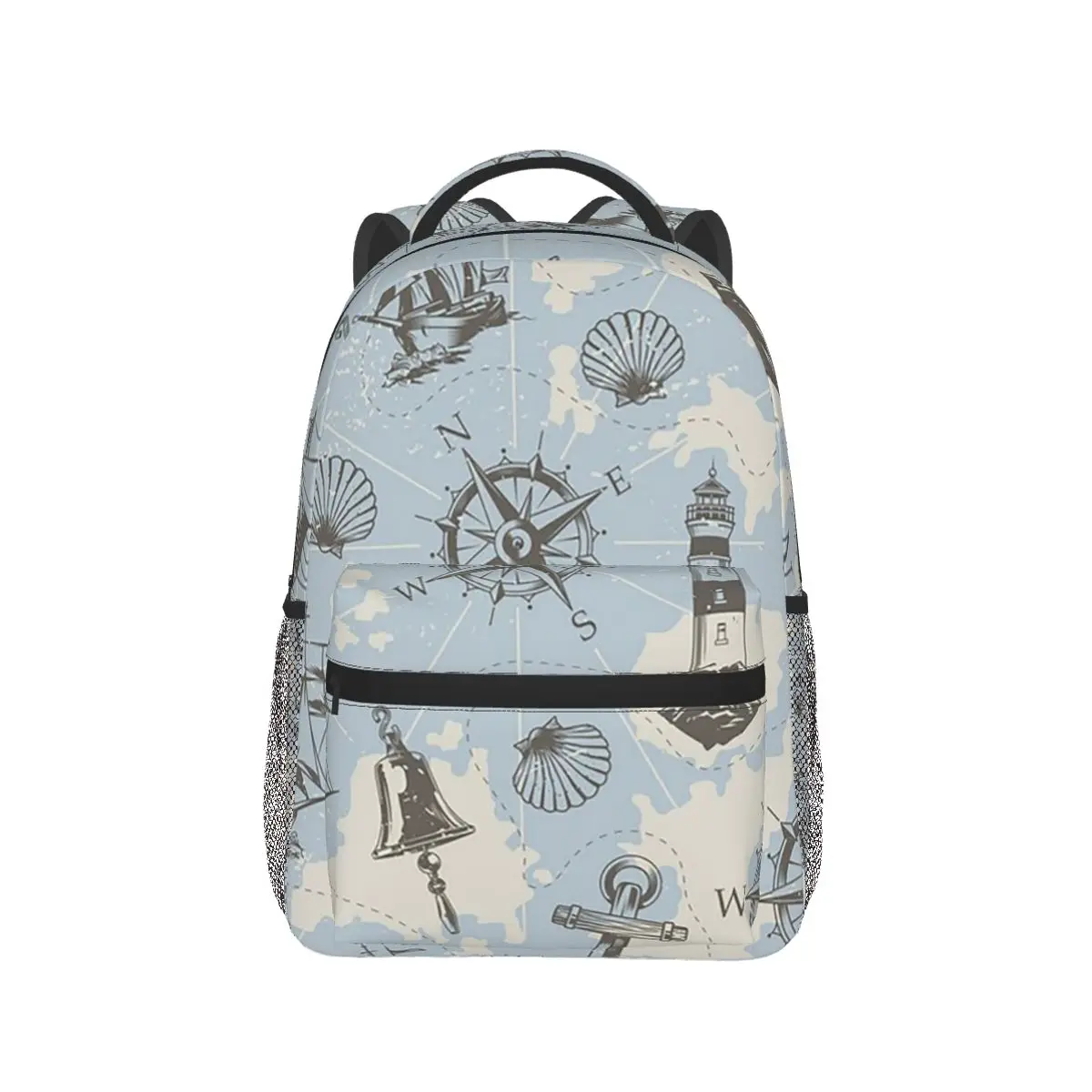 Navy Ship Nautical Anchor And Ship Wheel Ocean Backpack Hot Sale Daypack Large Capacity Kids BookBag School Bag Shoulder Bags