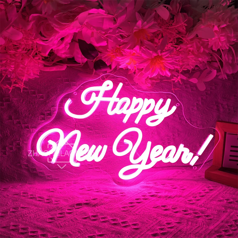 

С Новым годом, неоновые светодиодные вывески для дома, комнаты, вечеринки, настенный декор, рождественские неоновые огни, украшение 2026, новогодние персонализированные подарки