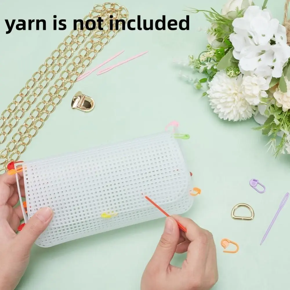 Bag Accessories Plastic Bag Mesh Grid Set Handmade White Crochet Bags Kit DIY Craft Bag Kit