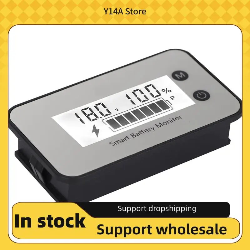 Y14A IPX7 Waterproof Battery Monitor 7-100V Battery Capacity Tester Meter With Buzzer Alarm Temperature