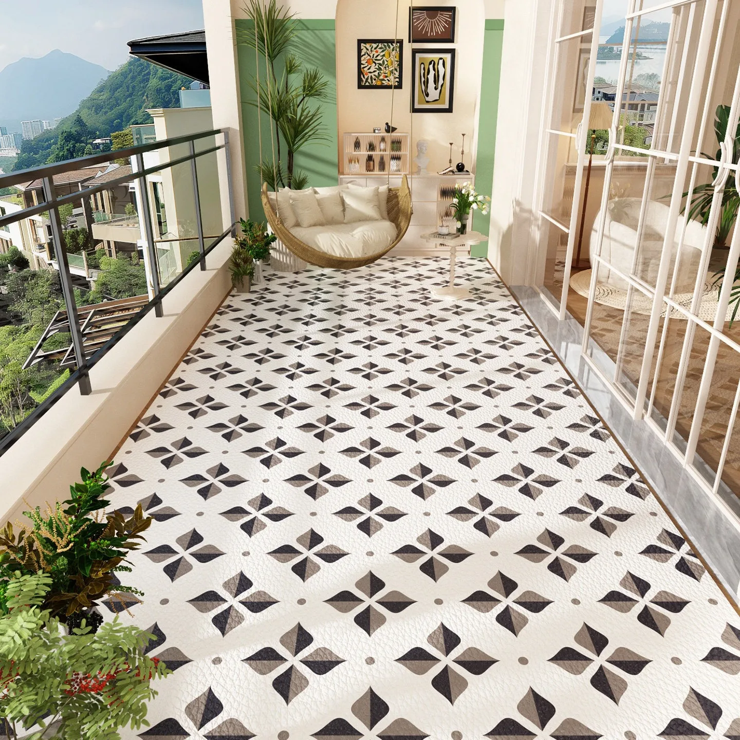 Balcony Floor Mat PVC Leather Washable Carpet Dirty Resistant Easy Clean Non-slip Mats Kitchen Rugs Pet Carpets Home Decoration