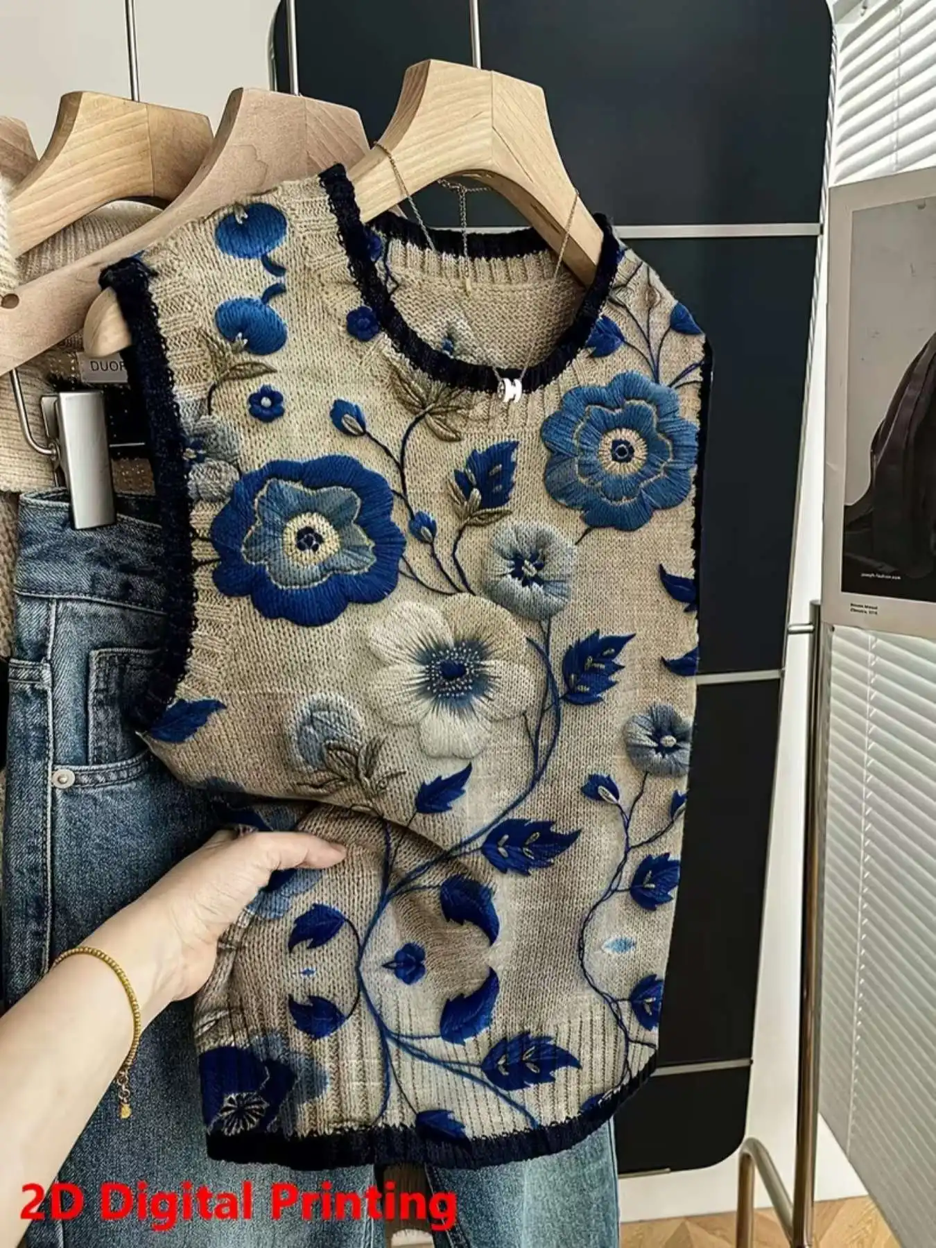 

Женский топ-жилет с круглым вырезом и принтом - Новинка сезона, модный дизайн, цифровая печать, без текстурной отделки, для любого времени года