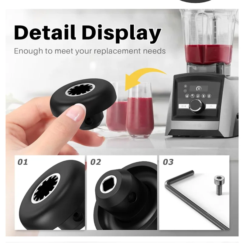 Universal Blender Drive Socket with Mushroom Head Connector, Wrench Screw Kit for Vitamix 5200 5006 Blender