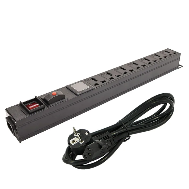 

PDU power strip network cabinet rack 9 AC 10A Universal Socket with ammeter overload protection