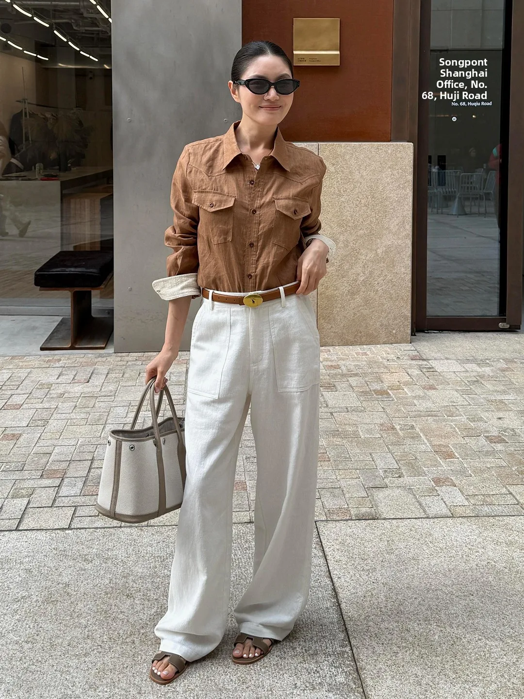 Retro High Intelligence Old Money Style Linen Shirt Women's Spring Summer Cotton Linen Sunscreen Denim Pants Two-Piece Set