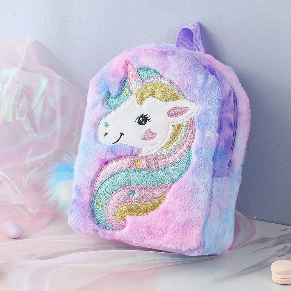 Unicorn Children Princess School Bag Cartoon Kindergarten Schoolbags Kids Backpacks Color Plush Cute Backpack Girls Animal Bag