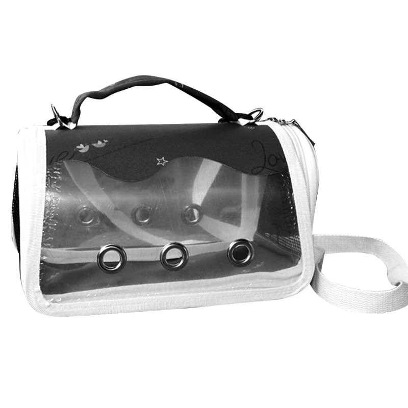 

Clear Designed Pet Bag with Feeding Cup& Perch Foldable Bird Universal Travel out Bag Package Breathable Drop shipping