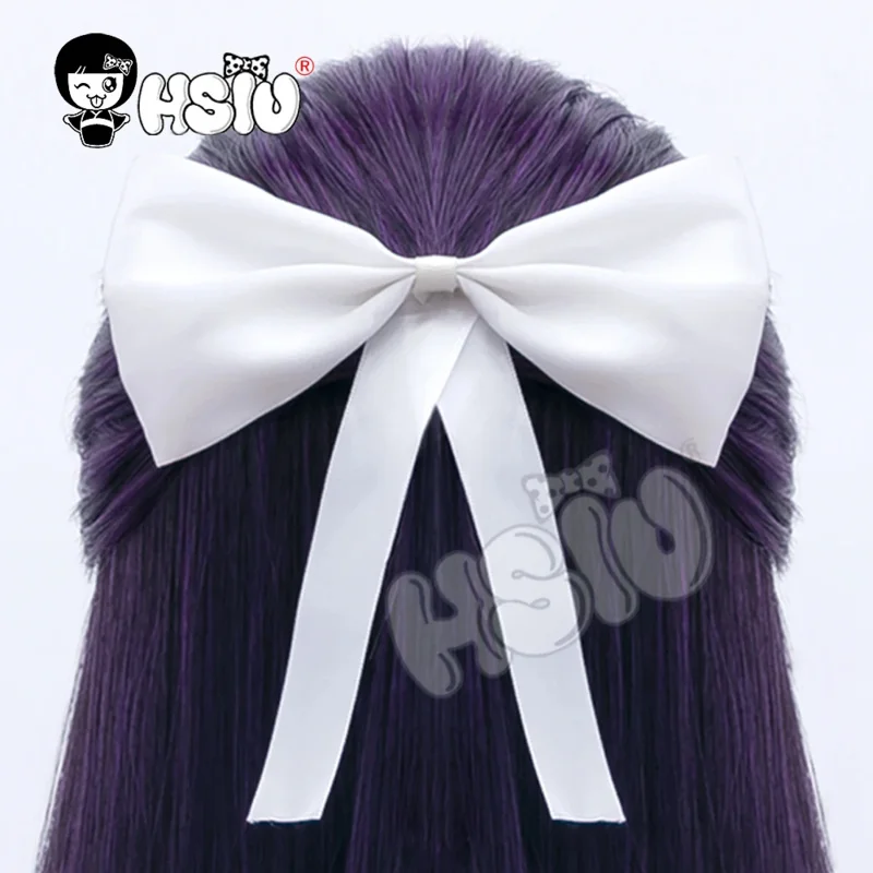 Iori Utahime Cosplay Perruque, Jujutsu Kaimmense, HSIU, Noir et Violet, Cheveux Longs Mélangés, Arc Blanc Gratuit, Accessoires pour Cheveux, Filet Ultraviolette