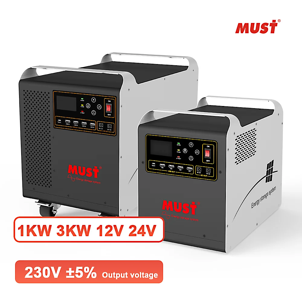 MUST Solar Energy System Portable Power Station 1.2kw/2kw Output USB Type-C Port Charge 1280/2560WH LiFePO4 Battery