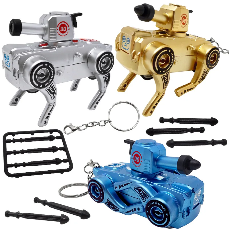 Pull Back Car Transformation Tank Toy Can Shoot Arrow Bullets, Turret 360° Rotatable, Transformation Mechanical Dog Boy Toy