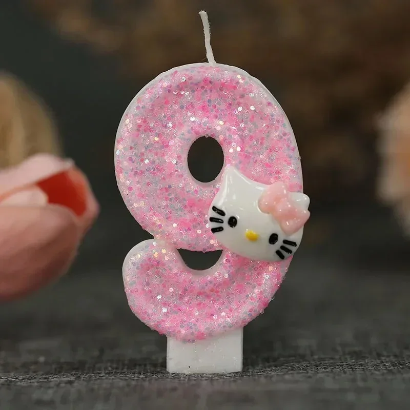 Kawaii Hello Kitty Sanrio Nummer Verjaardag Kaars Kitty Kat Digitale Kaarsen Verjaardagstaart Decoratie Feestkaarsen