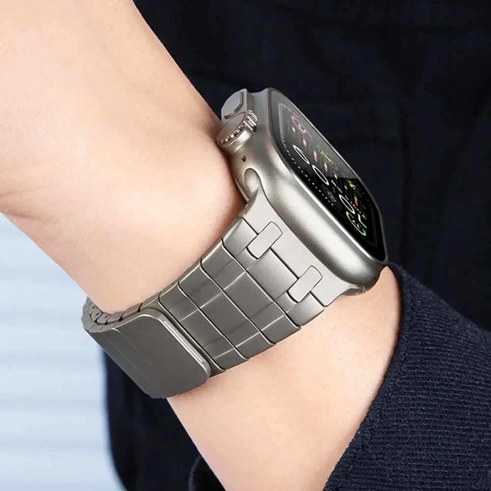 

Магнитный браслет из нержавеющей стали для Apple Watch Ultra 2 49 мм 9 45 мм 42 44 мм, металлический ремешок для iWatch Series 9 8 7 se 6 5 4 Correa
