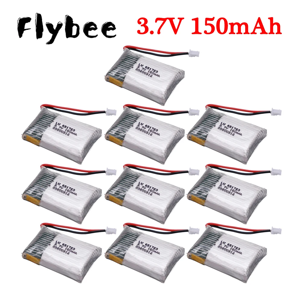 5/10Pcs H20 Drone Battery 1s 3.7V 150mAh Battery For H20 Syma S8 M67 U839 RC Quadcopter RC Helicopter Parts 3.7V Lipo Battery