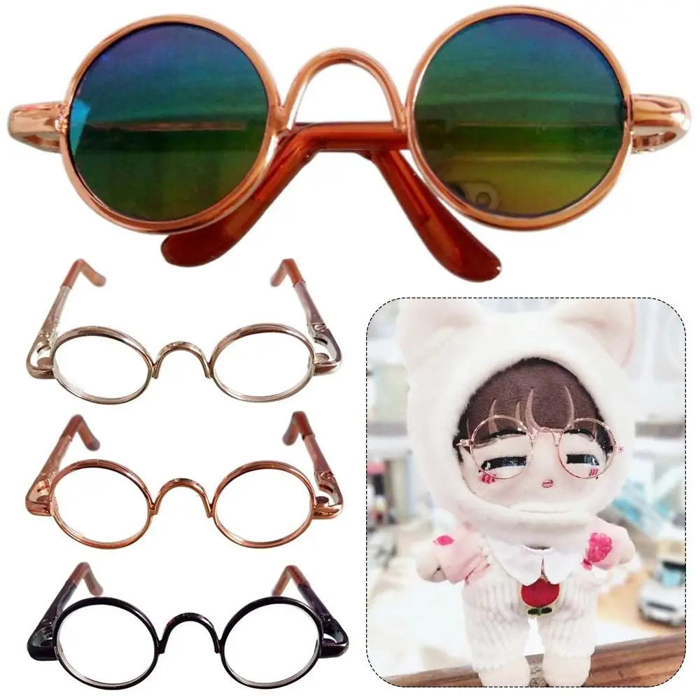 Mini Plüsch puppe für bjd Kinder Mädchen Geschenk niedlichen runden Rahmen Plüsch puppe Brillen für 10cm Puppen Brille Kleidung