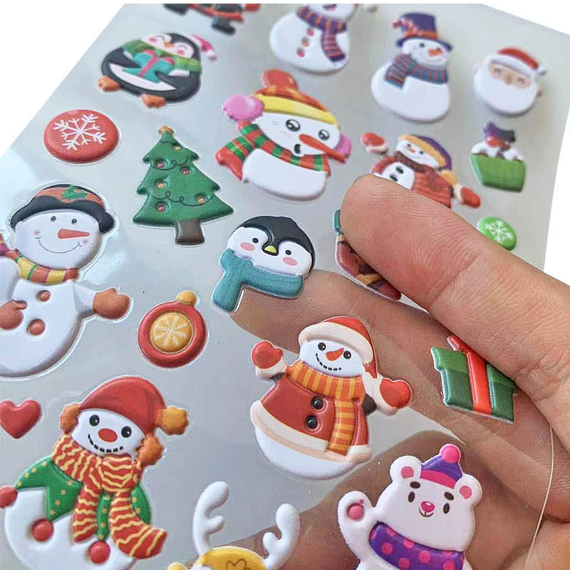 3D Christmas Puffy Stickers for Kids Cute Foam Xmas Stickers for Scrapbook DIY Phone Card Envelopes with Santa Snowman Tree