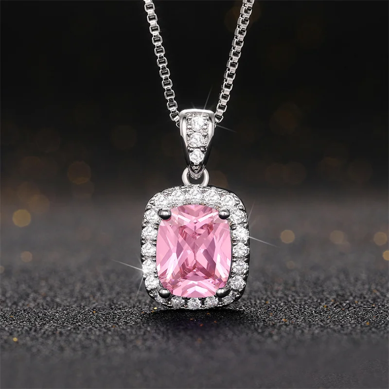 Huitan Geometrische Zirkonia Anhänger Halskette für Frauen Luxus Temperament Weibliche Hochzeit Trend Hals Zubehör Party Schmuck – Detail 18