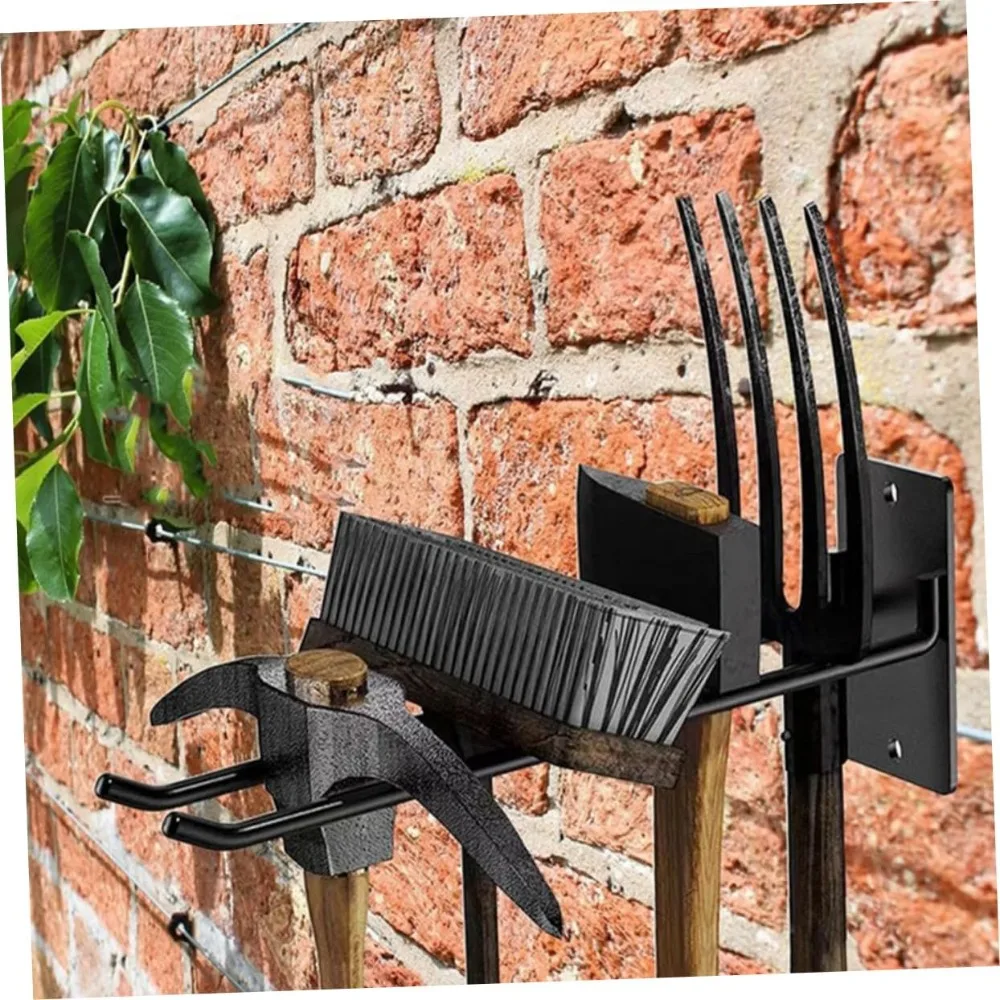 Wall Mount Broom and Mop Holder Organizer with 10 Iron Tools Storage Rack for Garden and Garage - Space-Saving Design