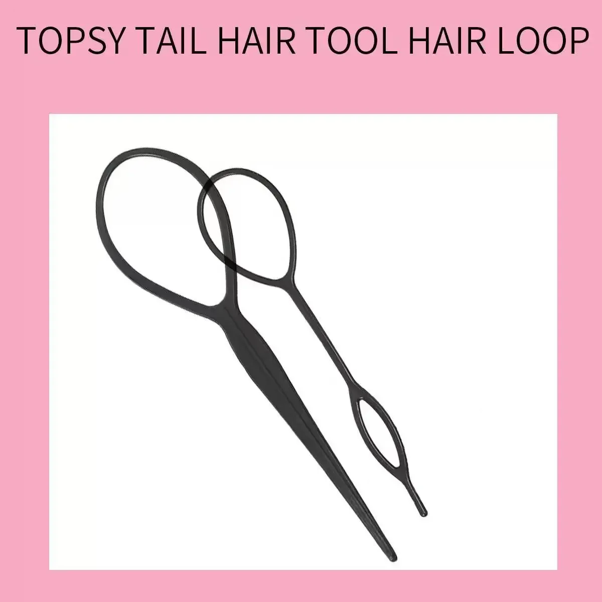 حلقة بلاستيكية سوداء مكونة من قطعتين من إكسسوارات الشعر، أداة تصفيف الشعر للنساء والفتيات #4