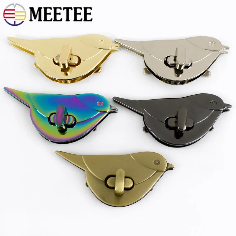 1-5Pcs Meetee Metal Bag Lock Buckles Bird Decoration Handbag Purse Closure Turn Twist Locks Sewing Latch Clasp Craft Hardware