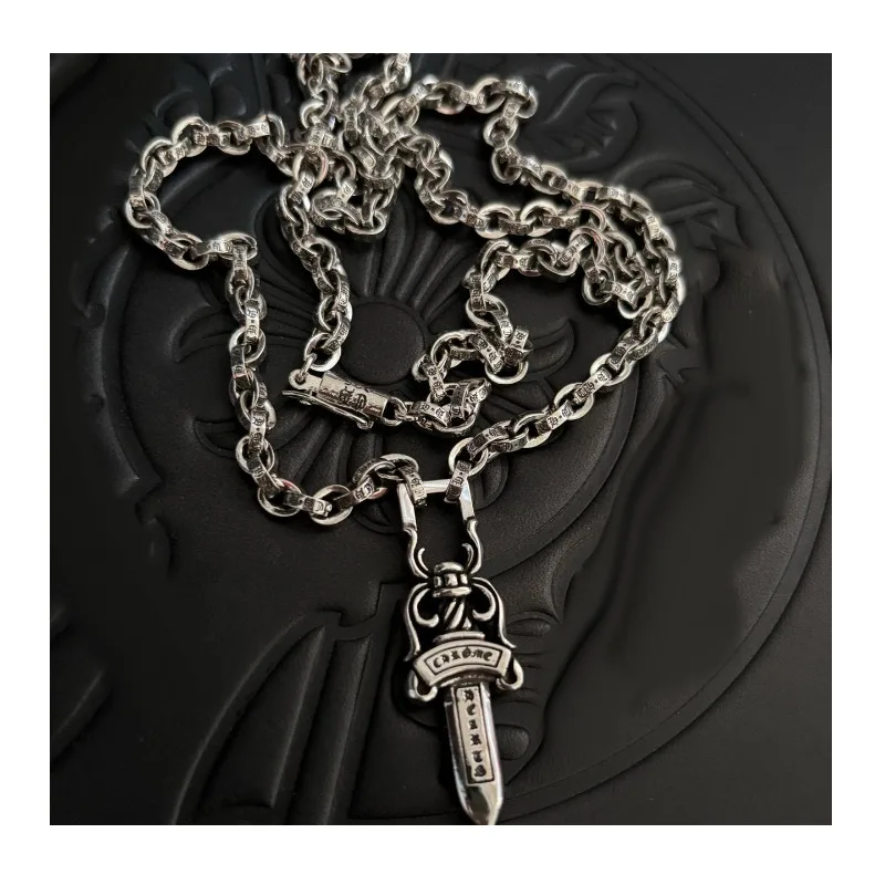 

Trendy Brand Retro Fashion Style Personalized Design Large Sword Accessories Pendant Letter Integrated Chain Couple Style