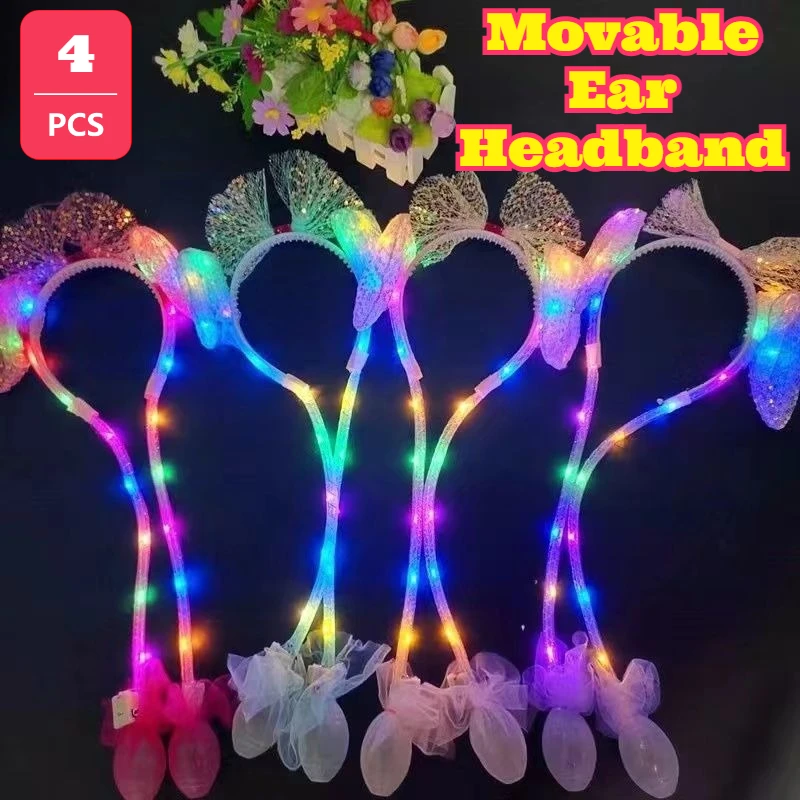 4PCS Pinch Movable Ear Headband Toy Festival Party Headwear Photo Prop Holiday Gift Fashion Decorative Hair Accessory Cosplay