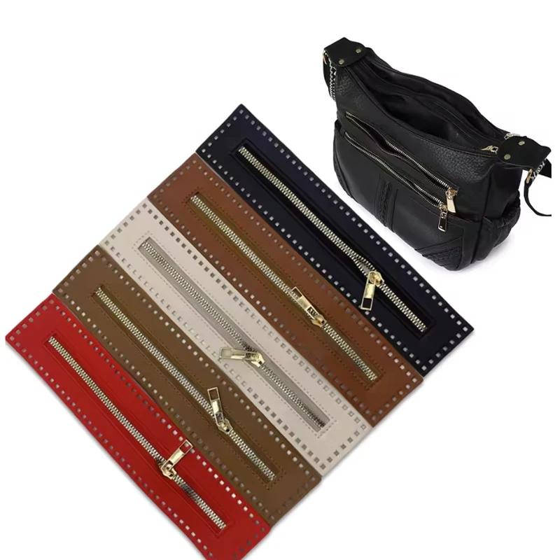 

PU Leather Zipper For Sewing, 10.6 In PU Leather Metal Zipper Fastener For Crochet Bags Shoulder Bags Sewing Craft Supplies