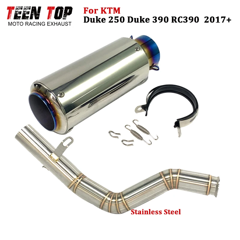 Para KTM RC390 Duke390 Duke250 Silenciador de escape de 51mm para motocicleta, escape deslizable, tubo de conexión intermedio Duke 390 250, tubo de escape trasero para moto