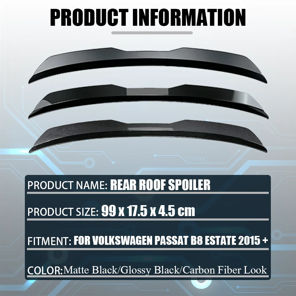 For Volkswagen VW Passat B8 Estate 2015 + Rear Trunk Spoiler Wing Rear Spoiler Cap Rear Trunk Lip Extension - view 3