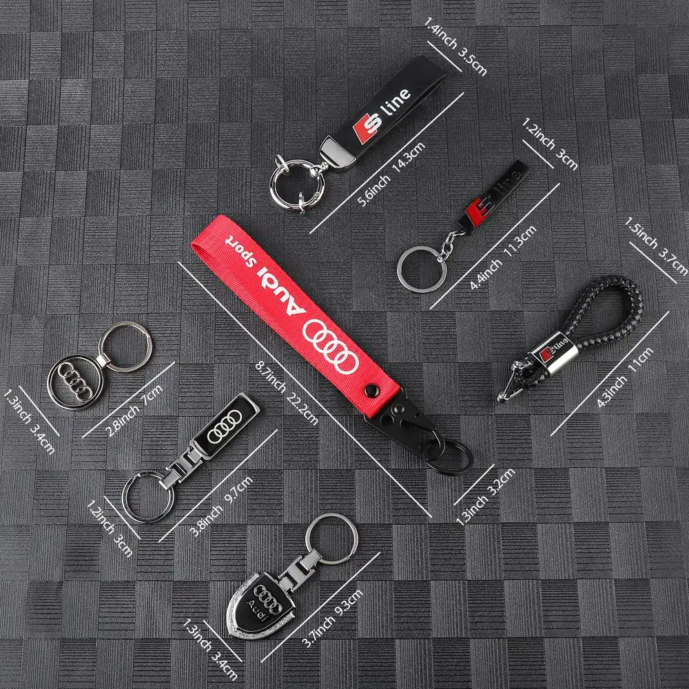 3D Metal Leather Car Logo Key Chain Keyring Keychain For AUDI S Line S3 RS4 A4 B5 B6 A3 8P 8V 8L A5 A6 C6 C5 A1 A7 A8 Q2 Q3 TT