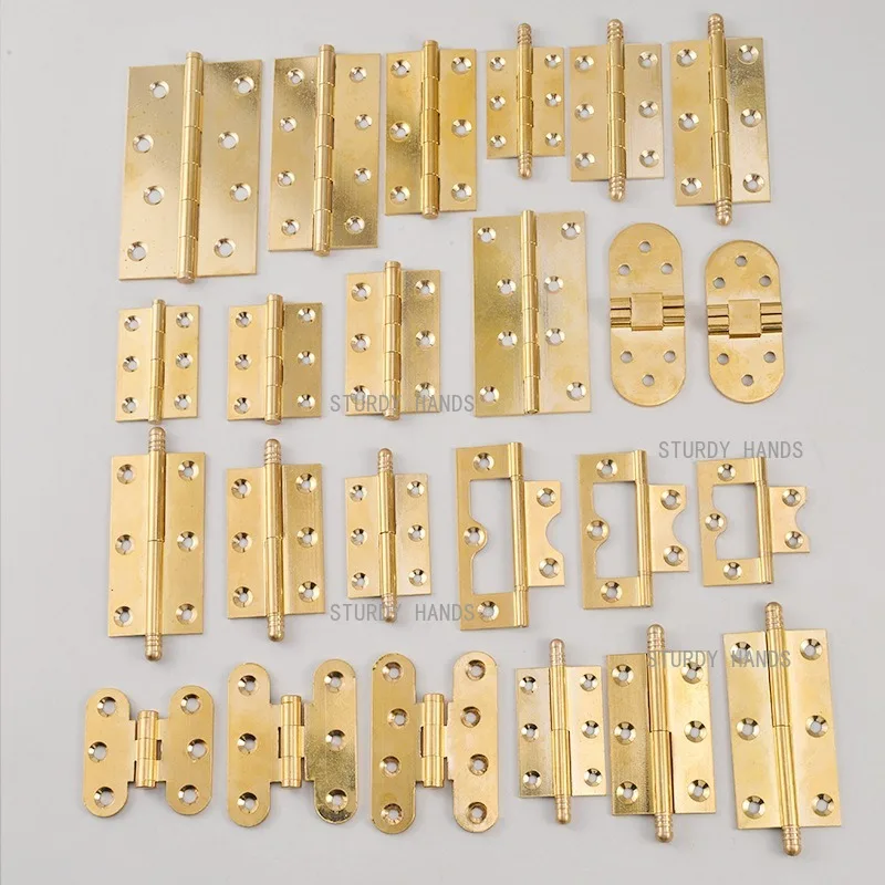 10pcs Brass Hinges, Gold Hinges Wardrobe Doors Folding Retro Swing Hinges Hardware Accessories