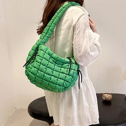 Fashion Puffer Quilted Shoulder Bag for Women Large Capacity Puffy Bubble Tote Bag Lightweight Padded Soft Messenger Bag