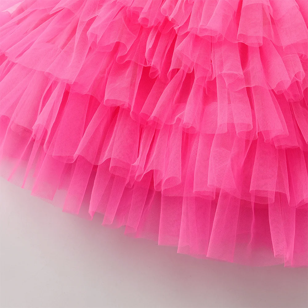 VIKITA Rosa mehrlagiger Rüschen-Tüllrock für Kleinkinder, elegante Prinzessinnen-Tutu-Röcke für Geburtstagsfeiern, Tanzschulen und Alltagsoutfits – Detail 4