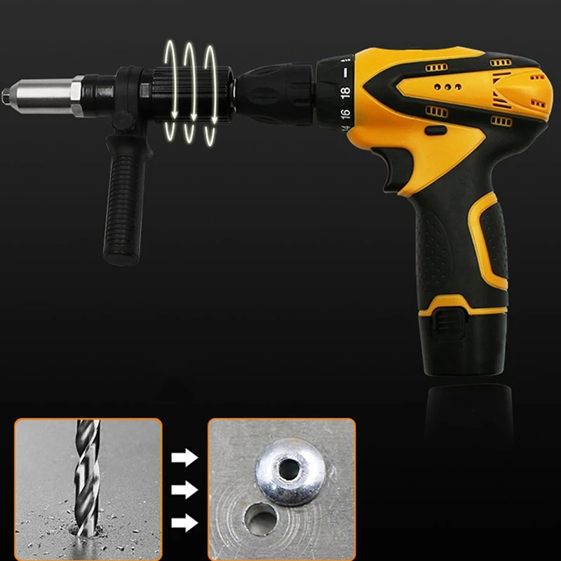 ABRW Cordless Riveting Drill Joint Adapter, Electric Rivet for Nut Machine Attachments, Riveter Insert for Nut Tool with 4