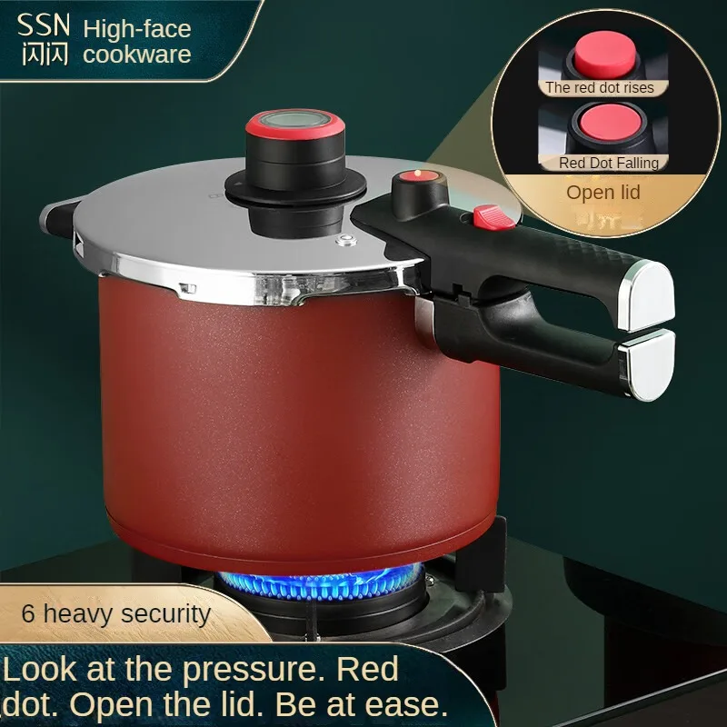Explosion Proof Pressure Cooker for Gas and Induction Cookers 304 Stainless Steel Quick Cooker Stew Pot Noise Reduction 120kpa