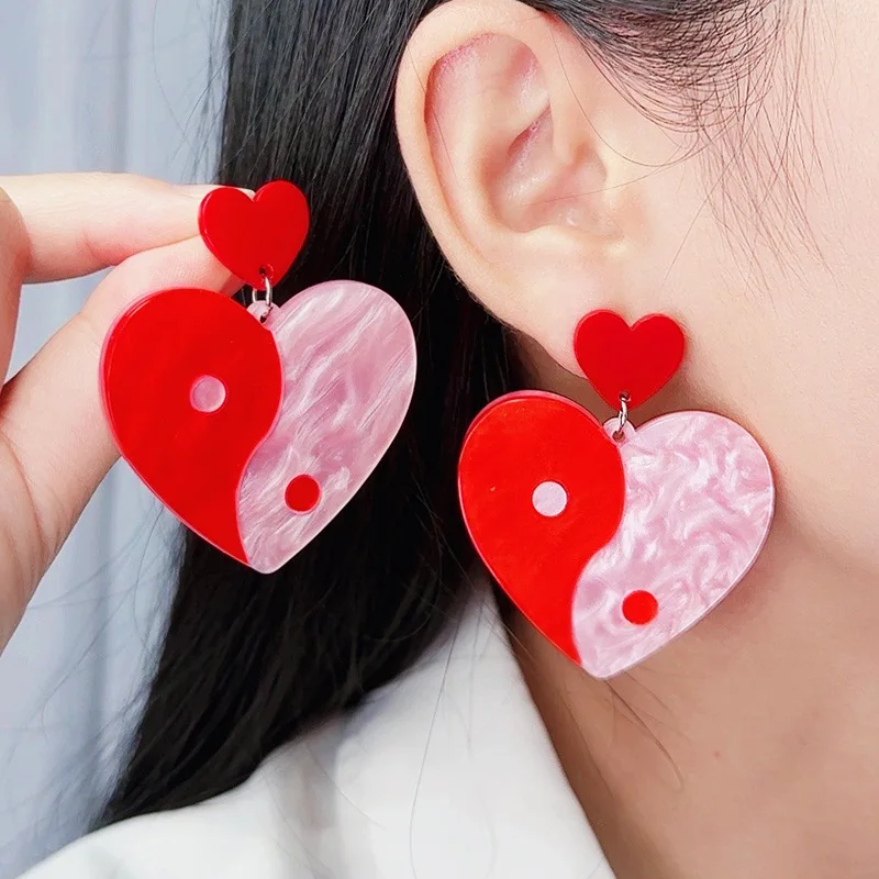 

Hot Valentine's Day Earrings Bagua Love Spliced Acrylic Earrings Personalized Simple Fashionable Valentine's Day Wholesale