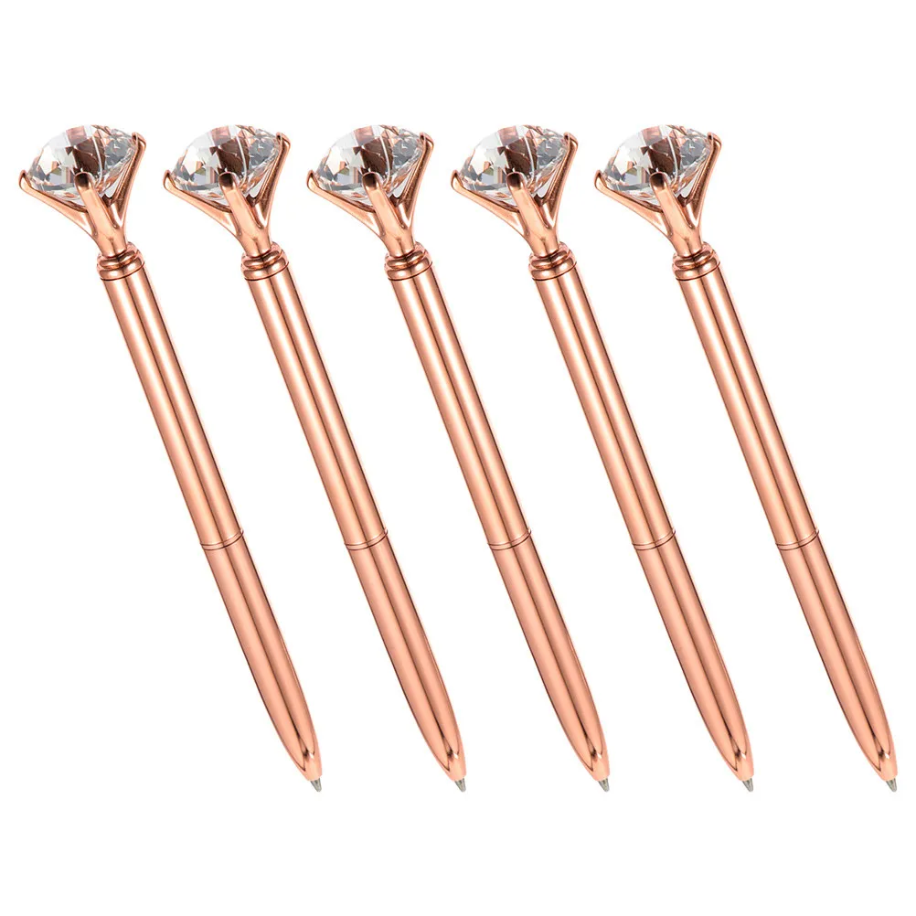 

5Pcs Rhinestone Decorative Ballpoint Pen Creative Funny Kids Student Writing Tool Ergonomic Portable Daily Use Office School