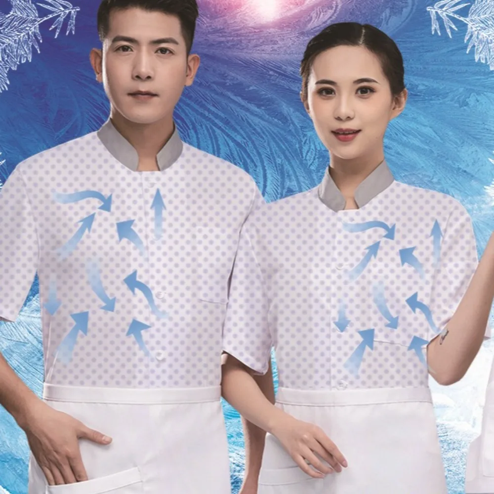 

Ice Silk Chef Work Clothes for Men and Women Short-sleeved Restaurant High-end Hotel Breathable Chef Clothes for Work Clothes