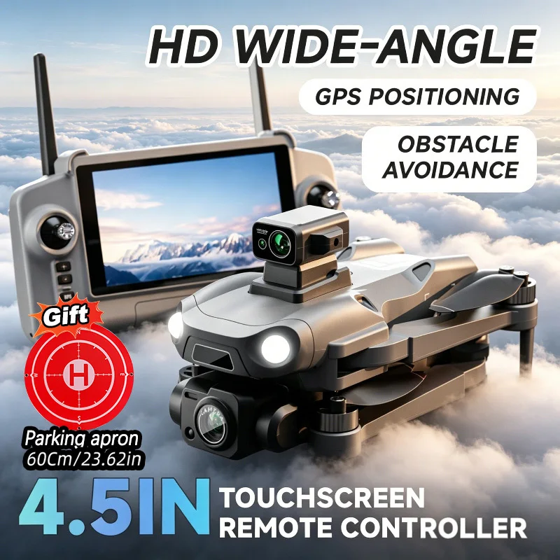M24 Intelligent GPS Drone, 8K HD Camera Drone with Large Touch Screen, 5G Real-time Video Transmission, Smart Obstacle Avoidance, Auto Return Home & Gift Delivery Function, Foldable RC Quadcopter with Premium Gift Box