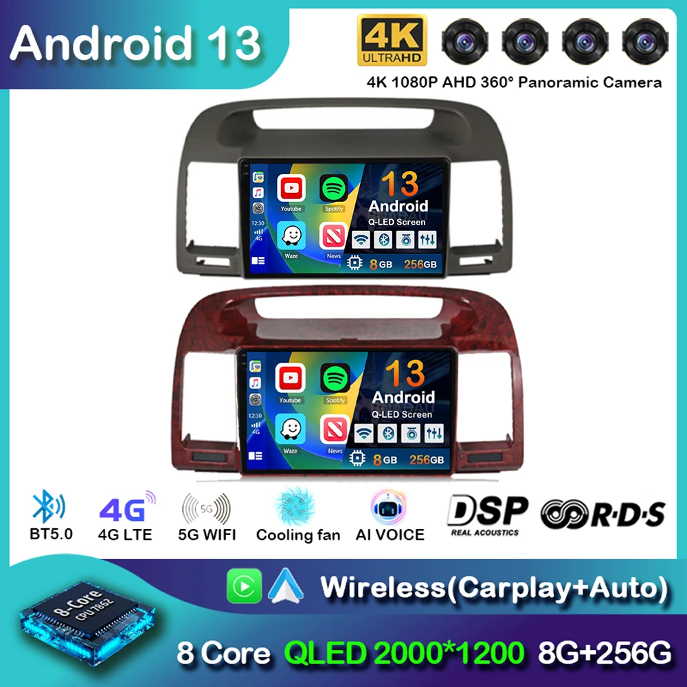 

Android 13 Carplay Car Radio For Toyota Camry 5 2002 2003 2004 2005 2006 Multimedia Video Player GPS Navigation 2 Din DVD Stereo