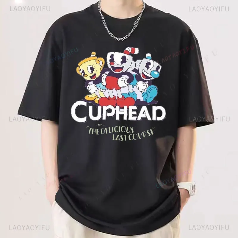 

Cuphead Camiseta Gamer Lover T Shirt Don't Deal with The Devil Vintage Casual Classic Man Clothes Streetwear Y2k Boyfriend Gifts