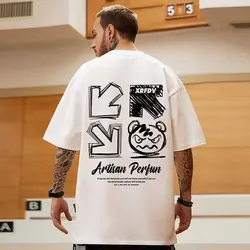 Men's Cotton T-shirt Japan Cool Printed Tee High Quality White Oversized T Shirt O-neck Short Sleeve Tops Men Clothing New 2023
