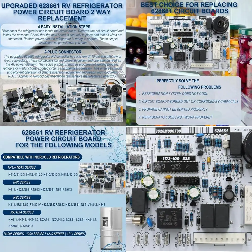 ترقية 628661 RV الثلاجة مقاوم للماء لوحة دوائر كهربائية استبدال ل Norcold N41X N51X N6X N8X N1095 NX/NXA ، 1200،1210،1211