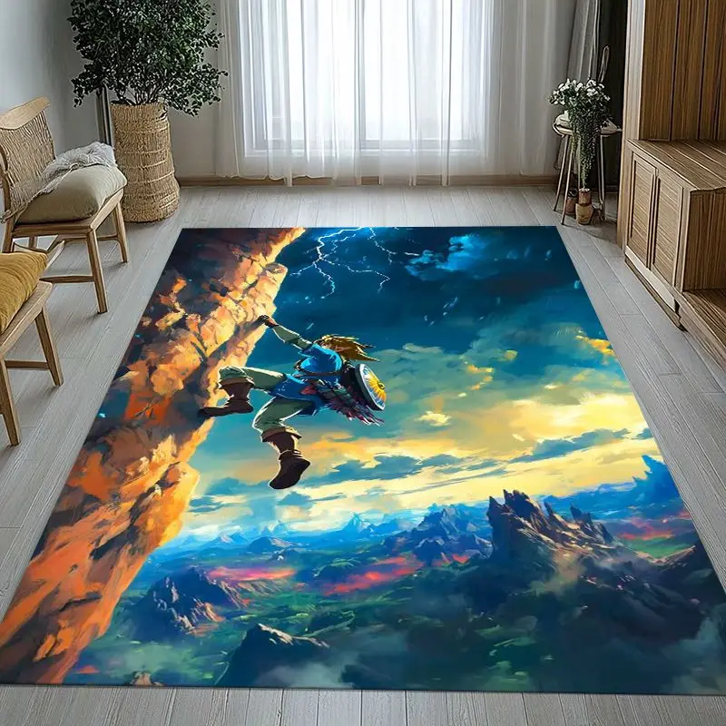 Classic Game Z-Zelda Hylian Crest Link Non-Slip Large Area Rug for Living Room,Bedroom Playroom Carpet Mat for Sofa,Home Decor