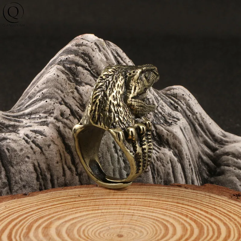 Brass Komodo dragon Ring Fashion Ring Party Jewelry Men\'s Adjustable Size Finger Ring Bands Copper Jewelry Animal Ring