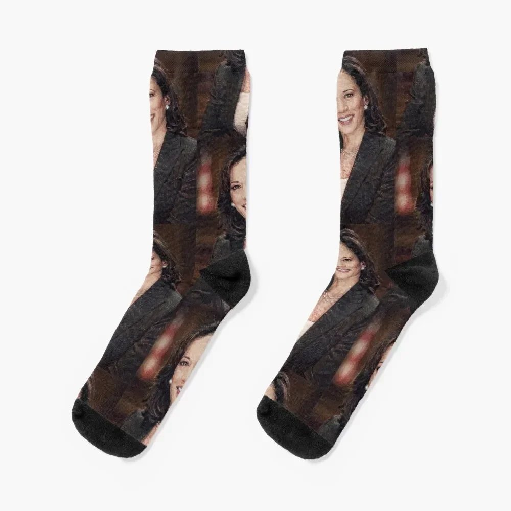 Kamala Harris - Oil painting Socks custom sports men cotton high quality Socks Female Men's