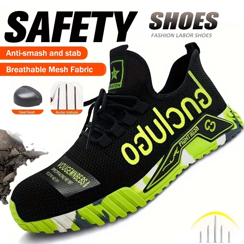 Protective Steel Toe Safety Shoes Men Anti-puncture Work Shoes Men Breathable Industrial Shoes Indestructible Work Safety Boots